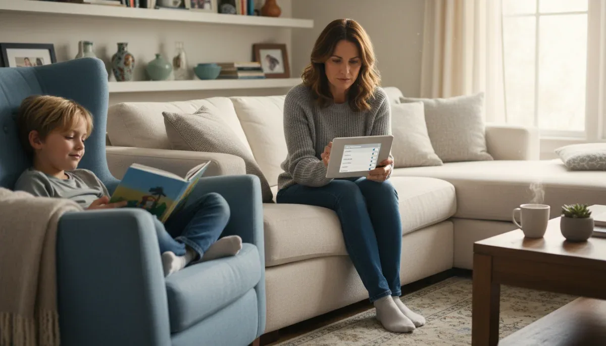 Parent reviewing child device permission requests on a tablet screen