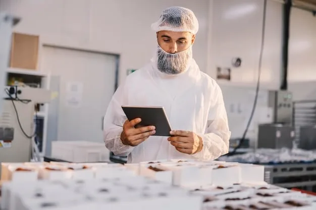A quality control inspector examining toys on a production line in a factory, paying close attention to details like seams, small parts, and material quality.