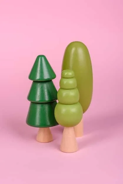 A close-up shot of a toy made from sustainable materials like wood and recycled plastic, highlighting the eco-friendly aspect of toy rental services.