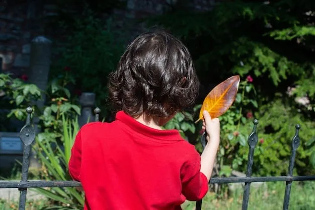 A child wearing a khaki vest and hat, holding a net, and looking intently at a butterfly in a garden. The background shows various plants and flowers, creating a sense of adventure and exploration.