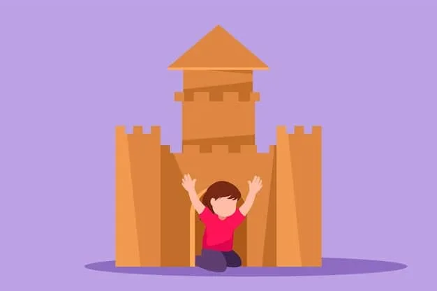 A child sitting on the floor, surrounded by various building blocks, constructing a tall tower. The child is looking up at the tower with a sense of accomplishment.