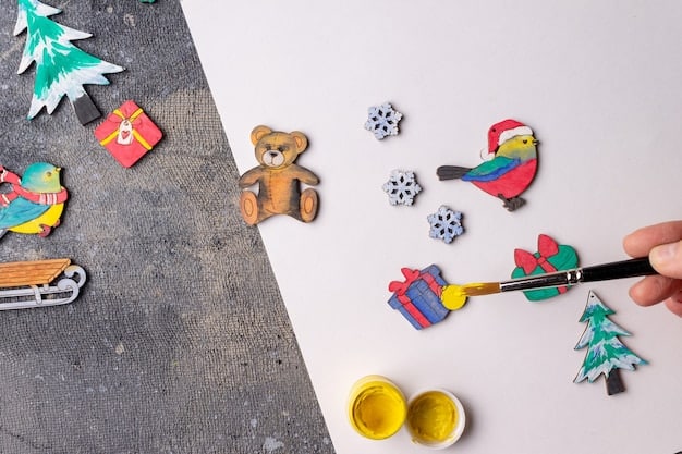 A detailed shot showcasing the variety of toys typically found in a seasonal subscription box. Toys include building blocks, art supplies, and small plush toys.