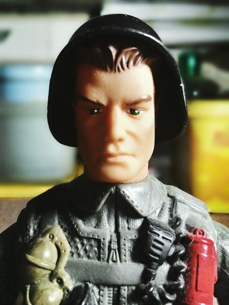 A split image showing on one side a vintage action figure from the 1980s, and on the other side a modern, updated version of the same character with enhanced articulation and accessories, illustrating the blend of nostalgia and innovation in toy design.