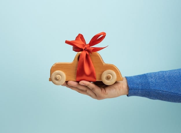A close-up shot of a child smiling brightly while holding a customized wooden toy car, painted with their name and favorite colors, symbolizing the joy and personal connection derived from personalized gifts.