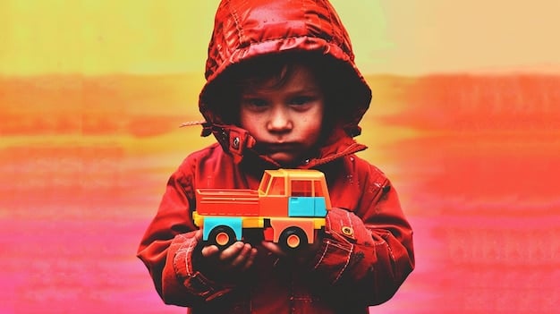 A split-screen image showing a child holding a popular toy on one side and a famous influencer showcasing the same toy on a social media platform on the other side, highlighting the link between influencer marketing and children's preferences.