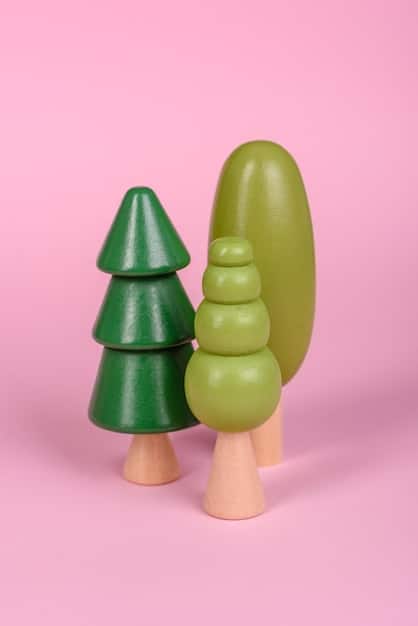 A close-up shot of a toy made from sustainable materials like wood and recycled plastic, highlighting the eco-friendly aspect of toy rental services.