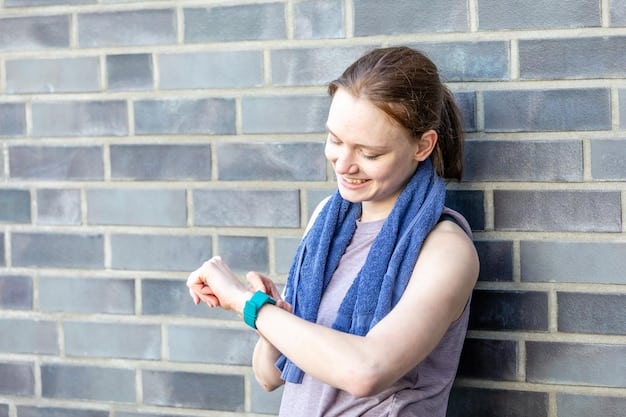 A young girl wearing a brightly colored smartwatch and smiling as she checks her activity stats on the watch face. The background shows a park with other children playing, emphasizing the smartwatch's role in promoting an active lifestyle.