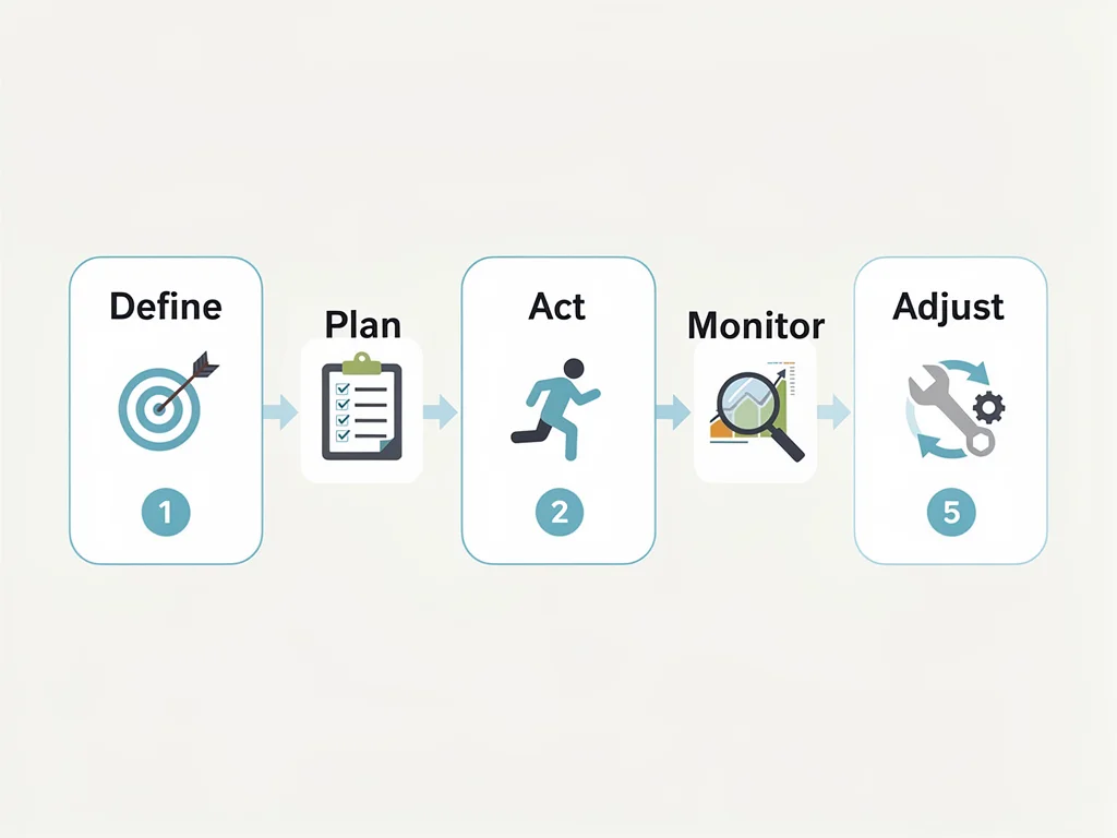 Flowchart depicting 5-step simplified goal setting process for personal milestones