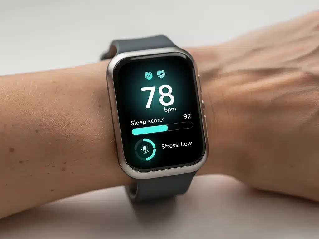 AI-powered wearable device monitoring health metrics
