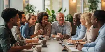 Diverse group engaging in positive communication, fostering strong relationships.