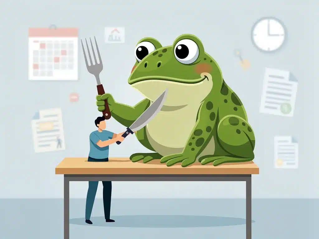 Eat the frog technique illustration for tackling difficult tasks first