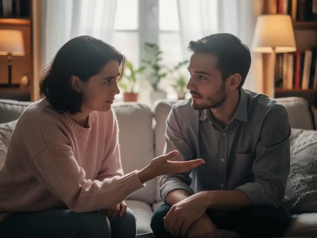 Person showing empathy and support during conversation.