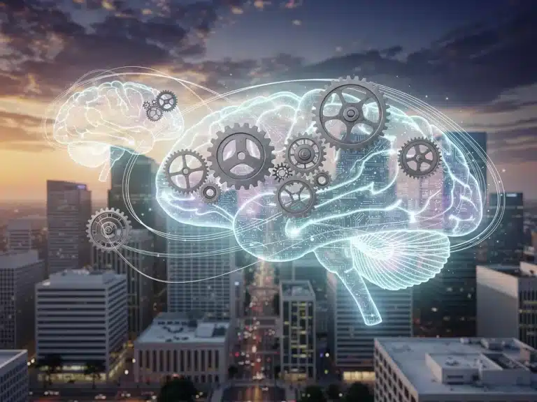 Conceptual image of ethical AI principles guiding technological progress in the United States by 2026.