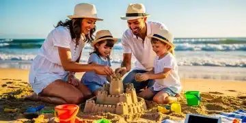 Family enjoying outdoor play, conscious technology use