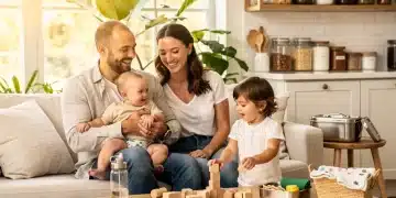 Family using zero-waste baby products in a sustainable home