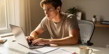 Focused person at a desk overcoming procrastination with productivity tools