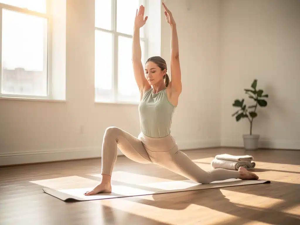 Woman doing gentle yoga stretches for relaxation and flexibility.
