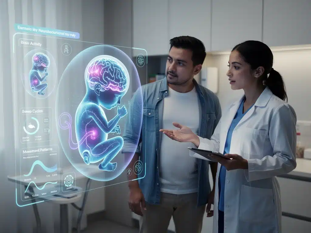 Holographic display of fetal neurobehavioral data with parents and doctor
