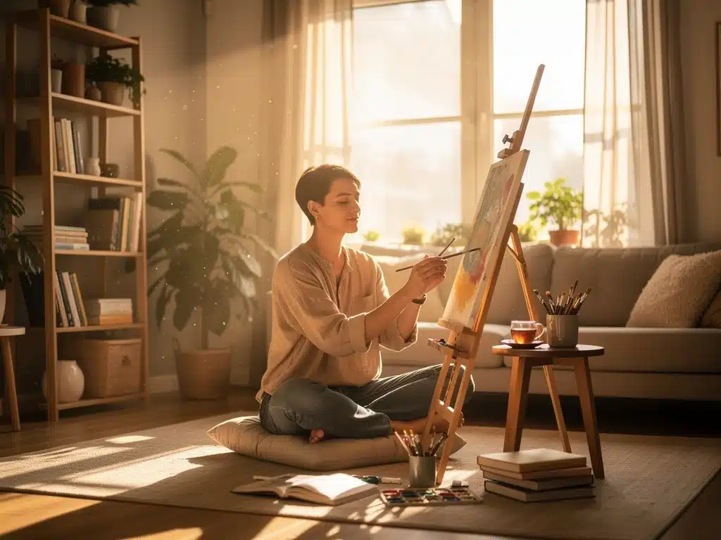 Individual meditating in a peaceful setting, highlighting personal well-being.