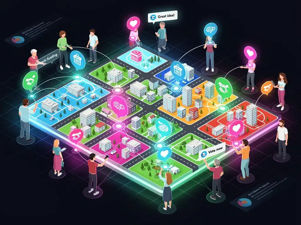 Interactive digital map showing online community engagement and voting