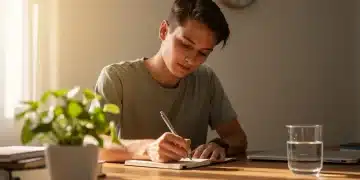 Person journaling their progress in a 21-day discipline challenge