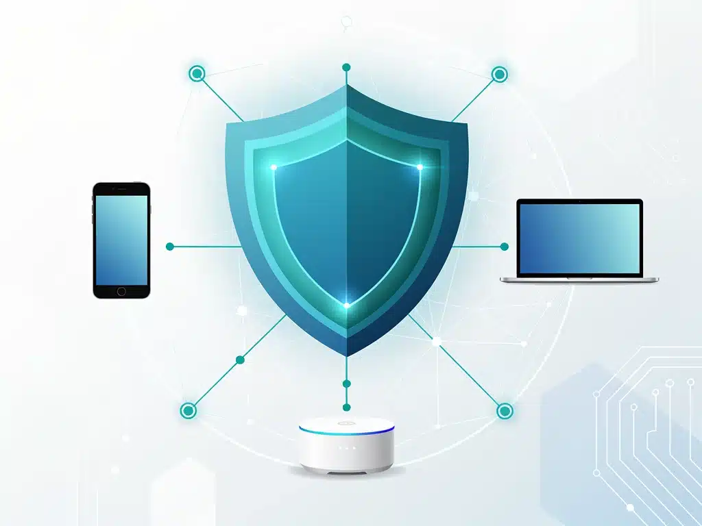 Infographic of multi-layered digital security for family devices