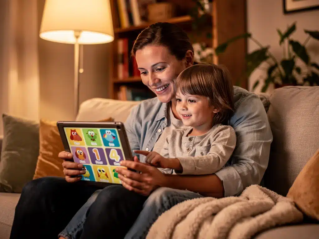 Parent and child collaboratively learning with an educational app