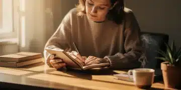 Person journaling for reflection, deep personal insight