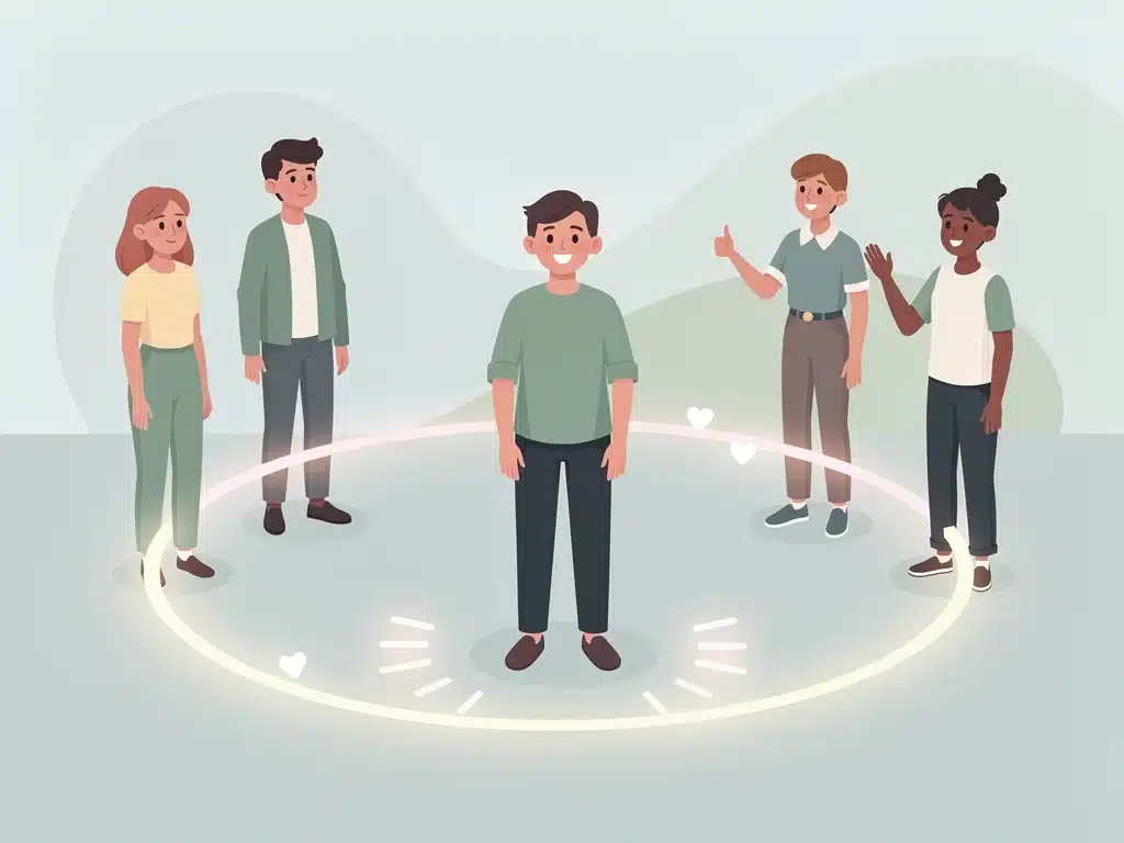 Illustration of personal space being respected with clear, gentle boundaries.