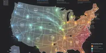 Digital map visualizing US demographic shifts from increased remote work